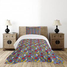 Leaf Banana Eye and Avian Bedspread Set