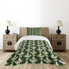 Parrot and Exotic Flora Bedspread Set