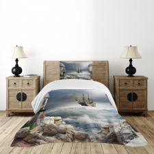 Pirate Merchant Ship Bedspread Set