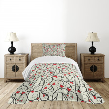 Wave Floral Heart Swirls Bedspread Set