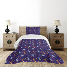 Astronauts Planets on Space Bedspread Set