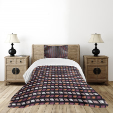 Colorful Hatched Squares Art Bedspread Set