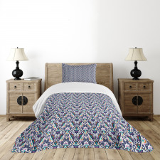 Abstract Folk Ornamental Motif Bedspread Set