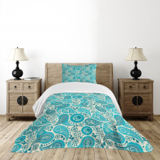 Paisley Blue Flowers Bedspread Set