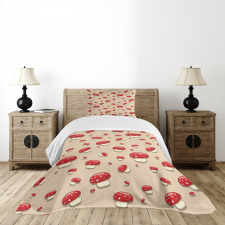 Cartoon Mushrooms Bedspread Set