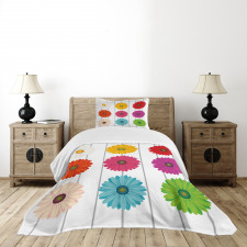 Vivid Petals on Stripe Bedspread Set