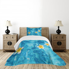 Frangipani Flower Aqua Bedspread Set