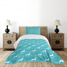 Dog and Paw Silhouettes Bedspread Set