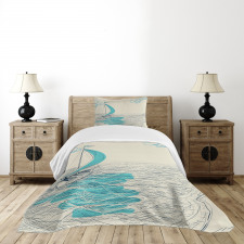 Cloudy Sailing Boat Bedspread Set