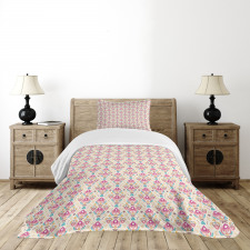 Vibrant Modernized Flowers Bedspread Set