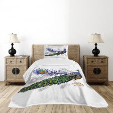 Wild Peacock Feather Bedspread Set