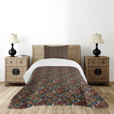 Nostalgic Flowers Leaves Bedspread Set