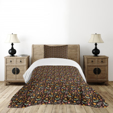 Earth Tone Wild Flowers Art Bedspread Set