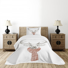 Deer with Scarf Winter Bedspread Set