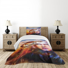 Tiger and Lion Head Bedspread Set