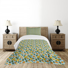 Sour Fruit and Leaves Pattern Bedspread Set