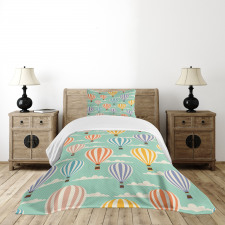 Retro Travel Balloons Bedspread Set