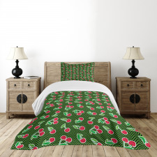 Fresh Fruits on Zigzag Art Bedspread Set