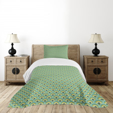 Folk Style Waves Motif Bedspread Set