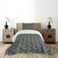 Ornate Rainbow Umbrellas Bedspread Set