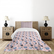 Fish and Bubbles on Stripes Bedspread Set