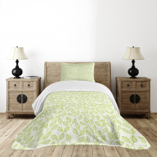 Green Leaves Branches Bedspread Set