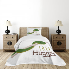 Cartoon Snake Mascot Love Bedspread Set