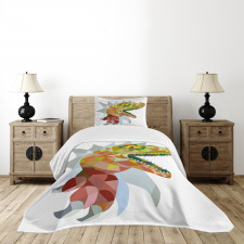 Colorful Mosaic T-rex Bedspread Set