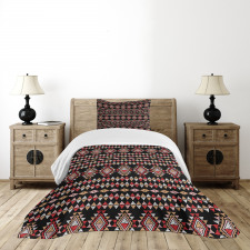 Folk Art Triangles Patchwork Bedspread Set