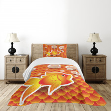 Cartoon Goldfish Bubble Bedspread Set