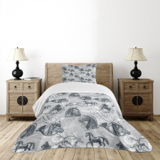 Horse Royal Animal Retro Bedspread Set