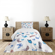 Feathers and Butterfly Bedspread Set