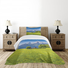 Alps with Meadow Flora Bedspread Set