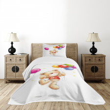 Teddy Bear with Baloon Bedspread Set
