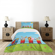 Cartoon Animal Sun Bedspread Set