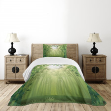 Bamboo Trees in Forest Bedspread Set