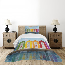 Colorful Cabins Sea Bedspread Set