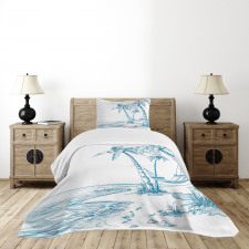 Palm Trees at Beach Bedspread Set