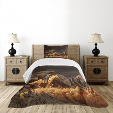 Cowboy Riding Horse Bedspread Set