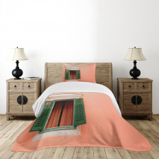 Old Retro House Shutters Bedspread Set