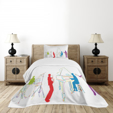 Retro Jazz Band Music Bedspread Set