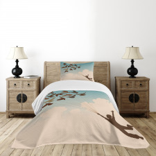 Flying Pigeons Birds Bedspread Set