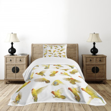 Peach Face Love Birds Bedspread Set