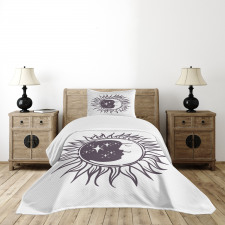 Cartoon Crescent in Sun Bedspread Set