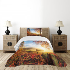 Autumn Forest Bench Bedspread Set