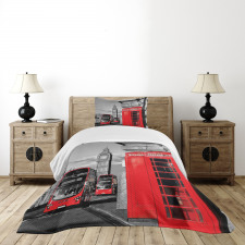 London Retro Phone Booth Bedspread Set