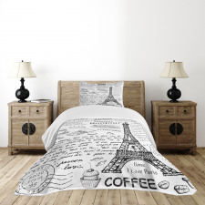 Bonjour Croissan Coffee Bedspread Set