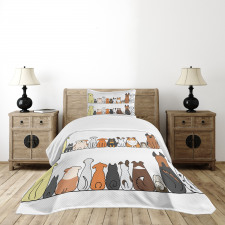 Dog Family in a Row Bedspread Set
