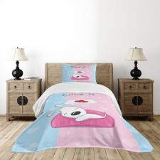 Puppies on Sofa Heart Shape Bedspread Set