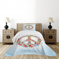 Peace Sign with Hearts Bedspread Set